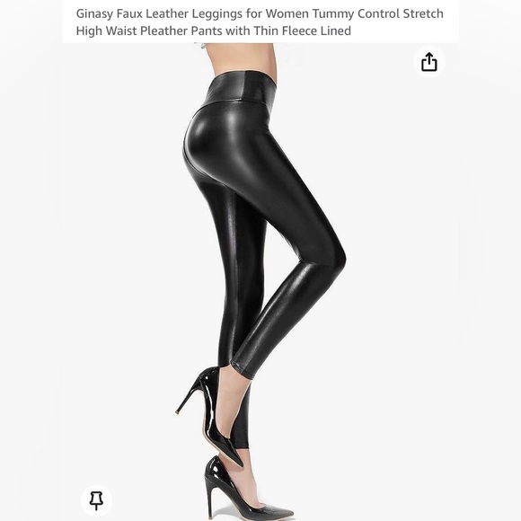Ginasy Faux Leather Leggings with Tummy Control - Picture 3 of 9
